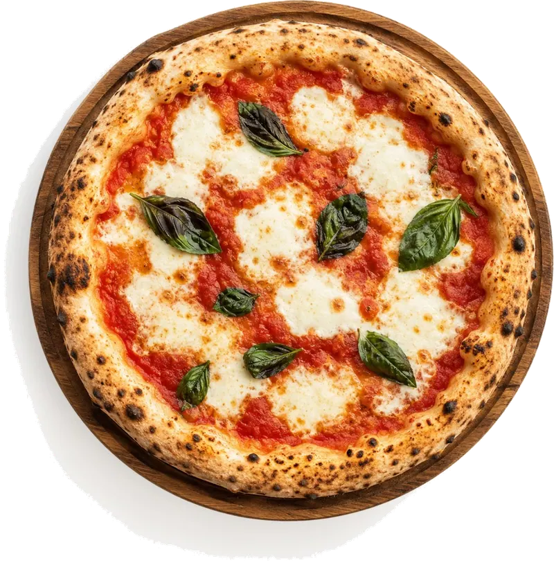 A fresh pizza being served at a busy restaurant